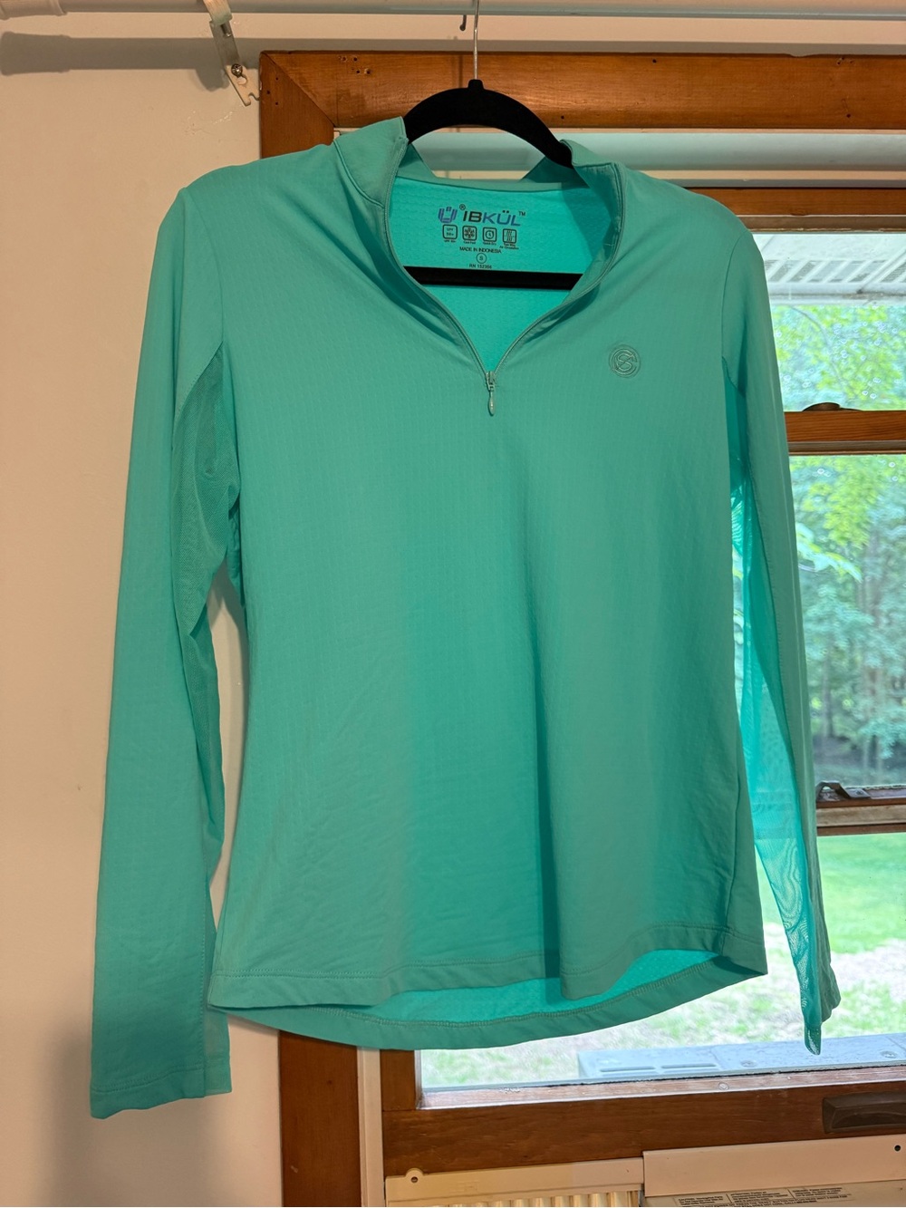 IBKUL Aqua Mint 1/4 Zip Performance Long Sleeve Pullover